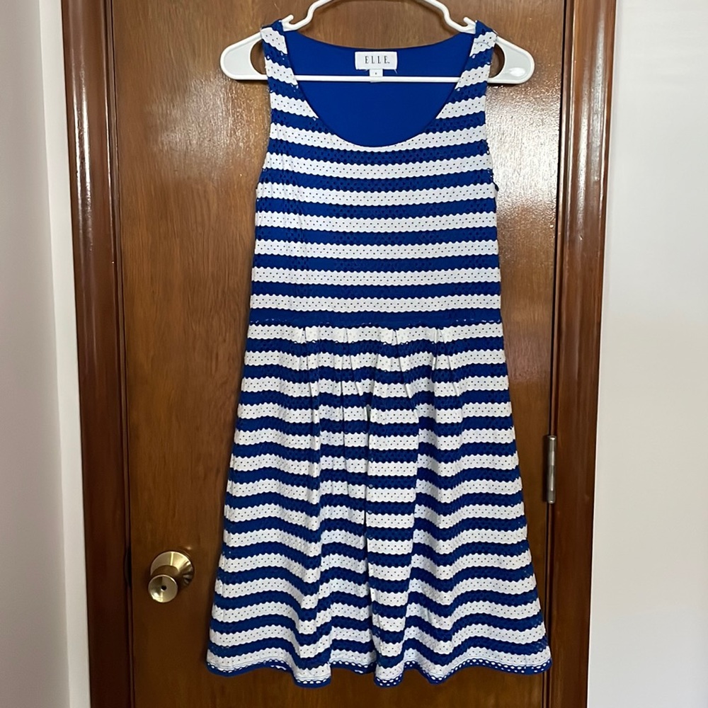ELLE Lined Eyelet Fit and Flare Dress
